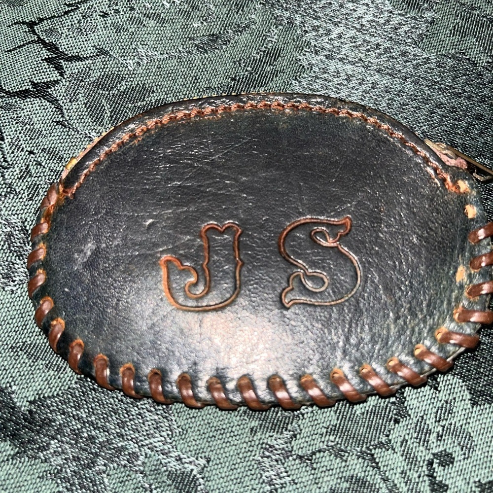 Antique Leather Coin Pouch - Picture 2 of 5